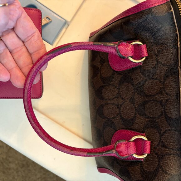 Coach Pink and Brown Satchel Bag with Wallet - Picture 9 of 15